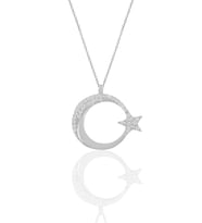Söğütlü Silver Gümüş rodyumlu zirkon taşlı ay yıldız kolye