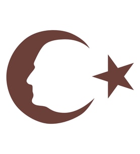 Ayyıldız ve Atatürk Silüeti Sticker17x17 Cm Kahverengi