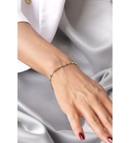 14 Ayar Altın Zümrüt Taşlı Modern Bileklik (Sarı)