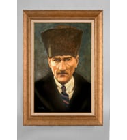 Çerçeveli Paspartulu Atatürk Tablo a467 (Gold)