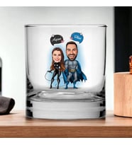 Kişiye Özel Kahraman Çiftler Karikatürlü Viski Bardağı