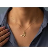 Kişiye Özel Tasarım Silüet Kuğu Kolye 925K Gümüş (Gold) Sevgiliye Hediye