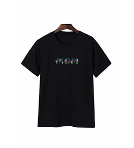 Sevgi Anneler Günü Mom Çiçek Temalı Baskılı Oversize Bisiklet Yaka T-shirt - Siyah
