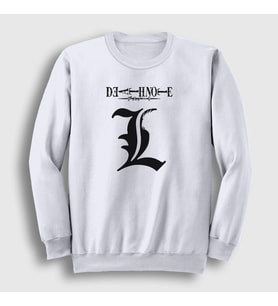 Presmono Unisex Beyaz Logo L V2 Anime Death Note Sweatshirt 129853tt (Beyaz)