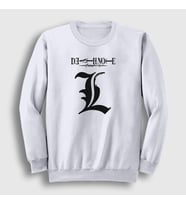 Presmono Unisex Beyaz Logo L V2 Anime Death Note Sweatshirt 129853tt (Beyaz)