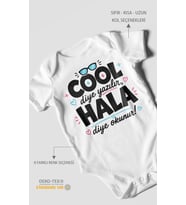 Cool diye yazılır hala diye okunur Kısa Kollu Bebek Body %100 Pamuk