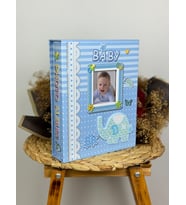 Rabsev RS031 Kutulu Bebek Fotoğraf Albümü 10x15 cm 200 Fotoğraf Kapasiteli Lüks Anı Albümü Mavi