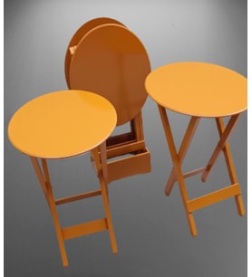 Zigon Çanta 90130 Sehpa Oval Dörtlü Model Ahşap MDF Hardal Renk Uyum El Yapımı