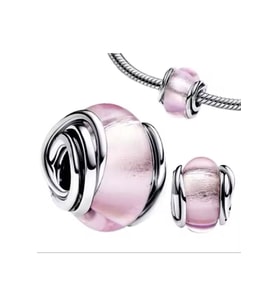 Etrafı Çevrili Pembe Murano Cam Charm