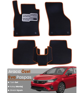 HONDA CİTY (2019-2024) Uyumlu EVA Paspas Tam Set–Araca Özel,Su Geçirmez,Kolay Montaj