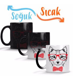 Cat Kedi Sihirli Kupa Bardak Porselen