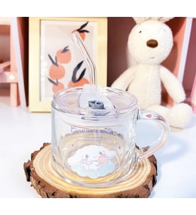 Kawaii Cinnamoroll Pipetli Kulplu Cam Bardak
