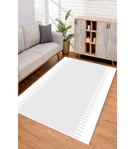 Dijital Kaymaz Taban Yıkanabilir Renkli Salon Halısı Mutfak Halısı Yolluk ND-SD-316 (Beyaz)