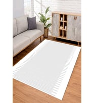 Dijital Kaymaz Taban Yıkanabilir Renkli Salon Halısı Mutfak Halısı Yolluk ND-SD-316 (Beyaz)