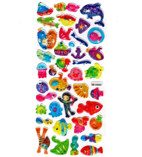 Işıltılı Sticker Kabartmalı Stiker Defter Planlayıcı Etiket (Dfh037)-18x9cm- Balık Dalgıç