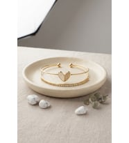 Gold Renk Kalp Model Zirkon Taşlı Kadın Bileklik TJ-BB8884
