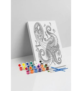 Müzik Notaları Desenli Mandala Tuval Boyama Seti 40x50 cm