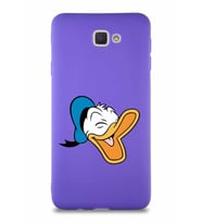 Samsung Galaxy J7 Prime Soft Premier Kapak Donald Duck-E Tasarımlı Silikon Kılıf - Mor (Şeffaf)