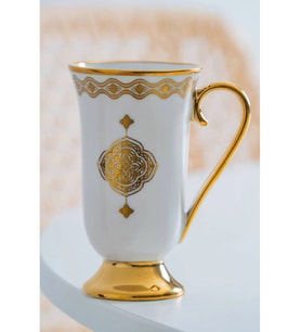 Acar Justina Gold Desenli Beyaz Porselen Kupa 200 ml