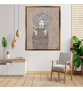 Tablore Hipnotik Labirent Desenli Kadın Portresi Tablosu Çerçeveli Kanvas Tablo Modern Salon Dekoru