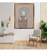 Tablore Hipnotik Labirent Desenli Kadın Portresi Tablosu Çerçeveli Kanvas Tablo Modern Salon Dekoru