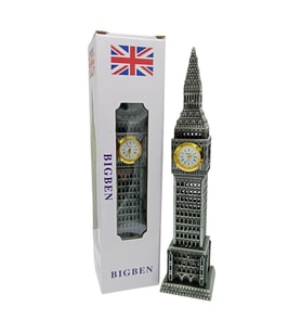 Vintage Metal İngiltere London Big Ben Saat Kulesi Gümüş 23 cm (Karışık)