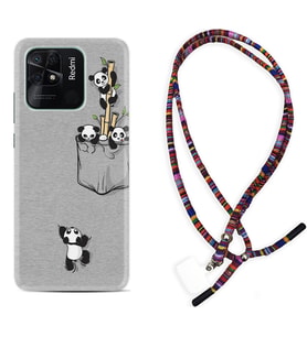 Xiaomi Redmi Note 7 8 9 Pro 10 2022 10 Pro 10S Kılıf Boyun Asklı Rasta Silikon Pandalar 1798