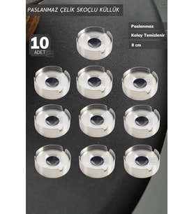 10’lu Set Skoçlu Küllük 8 cm Paslanmaz Çelik Kül Tablası Sigara Küllüğü