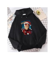 İron Man Hohoho Yeni Yıl Kapşonlu Sweatshirt (Siyah)