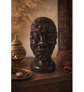 Dekoratif Otantik Büst Heykel – Modern Salon Ofis Masa Üstü Biblo – Vintage Ahşap Görünümlü Dekor (14,5 cm) Reçine