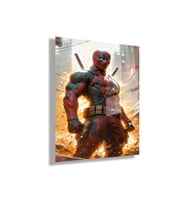 Temperli Gerçek Cam Tablo Film Karakteri Deadpool Portresi