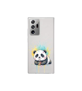 Samsung Galaxy Note 20 Ultra ile Uyumlu Splash Panda Tasarımlı Şeffaf Silikon Kılıf