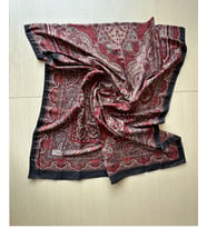 Cappio Scarf İpek Görünümlü Etnik Esinti Şal (Siyah-Bordo)