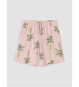 LCW DREAM Pembe Yaprak Desenli Kadın Şort Pijama Altı