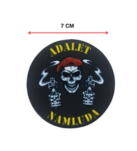 Adalet Namluda Kuru Kafalı Kabartmalı Plastik Cırtlı Arma Patch 9.5 CM