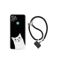 General Mobile Gm22 Plus Kılıf Resimli Desenli Silikon Boyun Askılı Şaşkın Kedi 1900