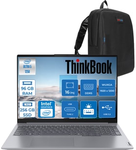 Lenovo Thinkbook 16 G7 Iml Intel Ultra 5 125U 96GB Ddr5 256GB SSD Intel® Aı Boost 16" Wuxga 300NITS IPS Freedos Taşınabilir Bilgisayar 21MS005KTRF36 + Zetta Çanta