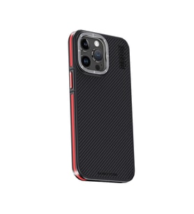 Joko Apple İphone 15 Pro Max Kılıf Aramid 600d Kevlar Karbon Fiber Magsafe Kapak - Kırmızı