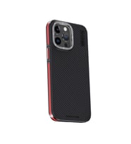 Joko Apple İphone 15 Pro Max Kılıf Aramid 600d Kevlar Karbon Fiber Magsafe Kapak - Kırmızı