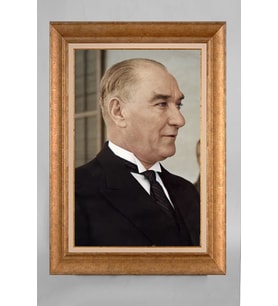 Çerçeveli Paspartulu Atatürk Tablo a703 (Gold)