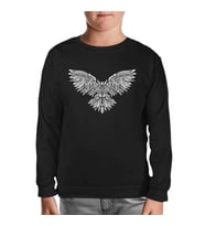 Angry Owl Tattoo Siyah Çocuk Sweatshirt