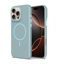 Coverzone Apple iPhone 15 ile uyumlu Deri G�r�nml� 2,5mm Kamera Koruma �?k?nt? Koruma Cowboy MagSafe ile uyumlu ?� Kadife Y�zeyli Silikon K?l?f Light Blue