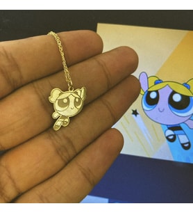 Kişiye Özel 925 Ayar Gümüş Powerpuff Girls 'Bubbles' Kolye