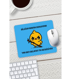 Mavi Renk Belalı Civciv Bilgisayarıma Dokunma Baskılı Mouse Pad 23x19cm Fare Altlığı Kaydırmaz Taban