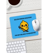 Mavi Renk Belalı Civciv Bilgisayarıma Dokunma Baskılı Mouse Pad 23x19cm Fare Altlığı Kaydırmaz Taban
