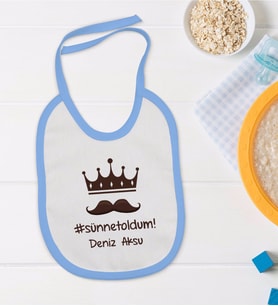 BK Kids Kişiye Özel Mavi Bebek Mama Önlüğü - Model 83