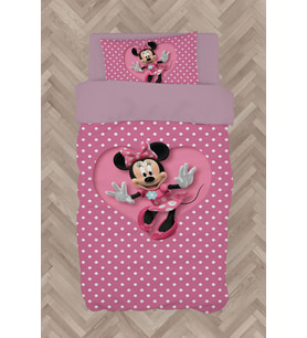 MEKTA HOME BEBEK VE ÇOCUK ODASI Büyük Kalpli Minnie Mause Desenli Nevresim Takımı