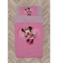 MEKTA HOME BEBEK VE ÇOCUK ODASI Büyük Kalpli Minnie Mause Desenli Nevresim Takımı
