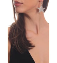 Kadın Antik Gümüş Kaplama Sallantılı Model Yıldız Küpe