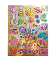Metalik Sticker Stiker Defter Planlayıcı Etiket (QS009)-25x20 cm- Spor Top Raket